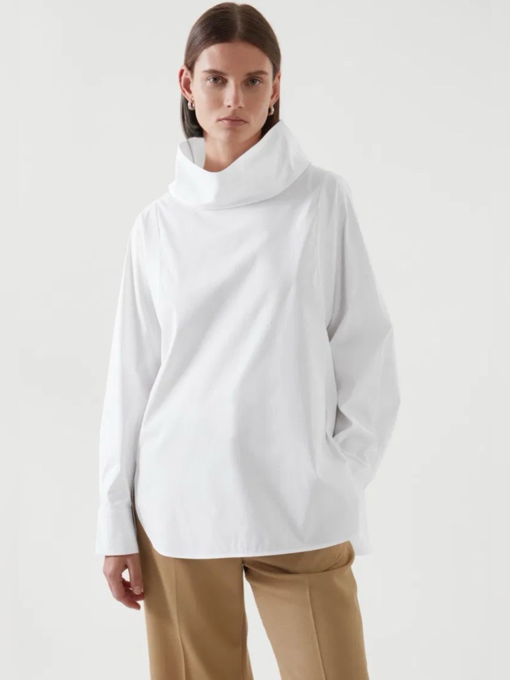 COS White Roll Neck Relaxed Fit Long-Sleeve Top NWOT crisp white Women’s size 8